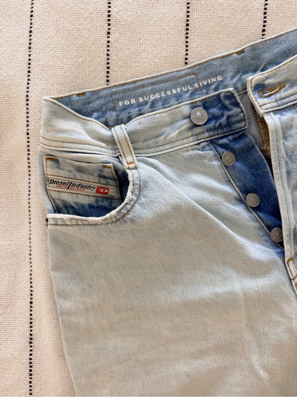 Diesel Light Blue High-Rise Button-Fly Jeans
